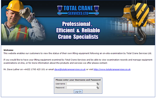 Total Crane Services - Logon